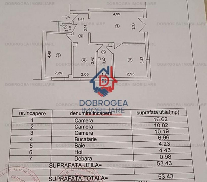 Garii, 3 camere, 54 mp, etaj 1, renovat