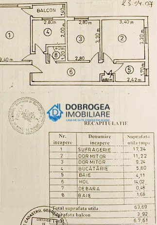 E3, 3 camere, etaj 1, mobilat-utilat, centrala