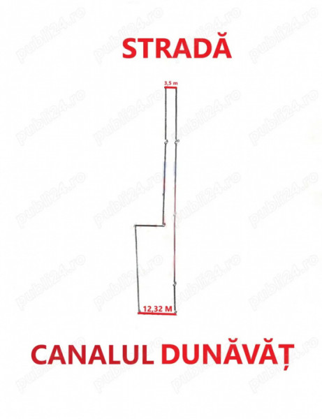DUNAVATUL DE JOS-  TEREN 686 MP, DESCHIDERE LA CANAL 12,3 ML