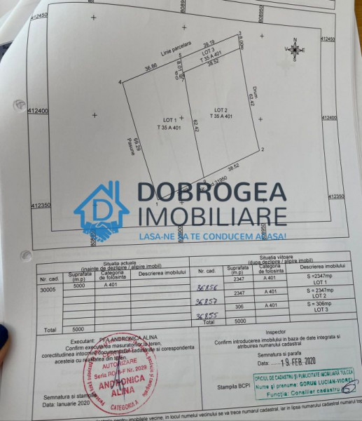 Teren intravilan Nufaru, 5000 mp, deschidere sosea 70 mp